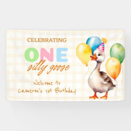 Ein Albernes Gänsepferd 1. Geburtstag Junge Mädche Banner