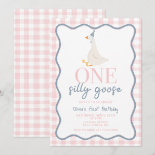 Ein Albernes Gänsepink und Blau Einladung