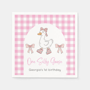 Ein Albernes Gänserosa 1. Geburtstag Serviette