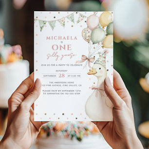 Ein Albernes Gänsewasser erste Geburtstag Einladung