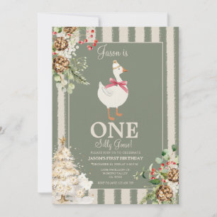 Ein Albernes Gänsewinterfest Pine 1. Geburtstag Einladung