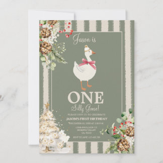 Ein Albernes Gänsewinterfest Pine 1. Geburtstag Einladung