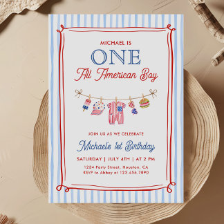 Ein All American Boy 4. Juli 1. Geburtstag Einladung