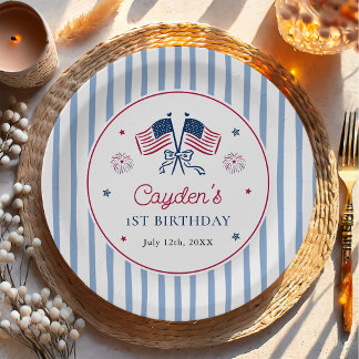 Ein All American Boy 4. Juli 1. Geburtstag Pappteller