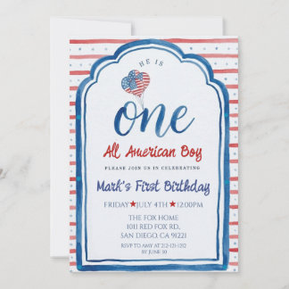 Ein All American Boy 4. Juli Erster Geburtstag Einladung