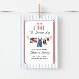 Ein All American Boy Patriotischer 1. Geburtstag Einladung