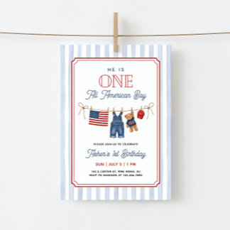 Ein All American Boy Patriotischer 1. Geburtstag Einladung