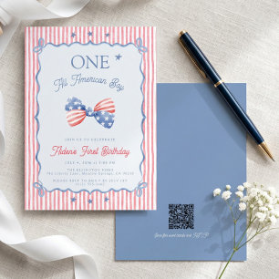 Ein All American Boy QR Code 1. Geburtstag Einladung