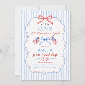 Ein All American Girl 4. Juli 1. Geburtstag Einladung