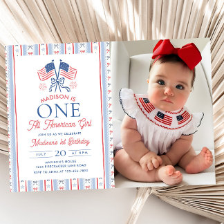 Ein All American Girl 4. Juli Geburtstagsfoto Einladung