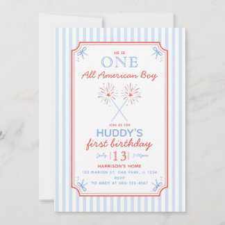 Ein All American Girl 4. Juli Junge 1. Geburtstag Einladung