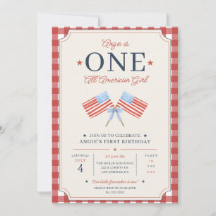 EIN All American Girl Erster Geburtstag Americana Einladung