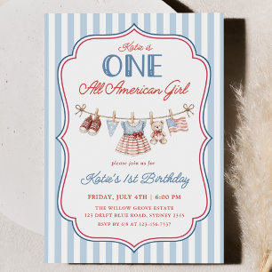 Ein All American Girl Patriotischer 1. Geburtstag Einladung