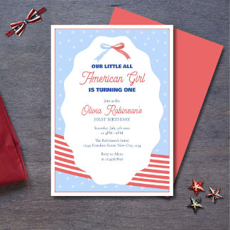 Ein All American Girl Patriotischer 1. Geburtstag Einladung