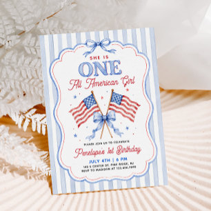 Ein All American Girl Patriotischer 1. Geburtstag Einladung