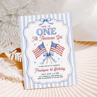 Ein All American Girl Patriotischer 1. Geburtstag Einladung
