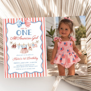 Ein All American Girl Patriotisches 1. Geburtstags Einladung