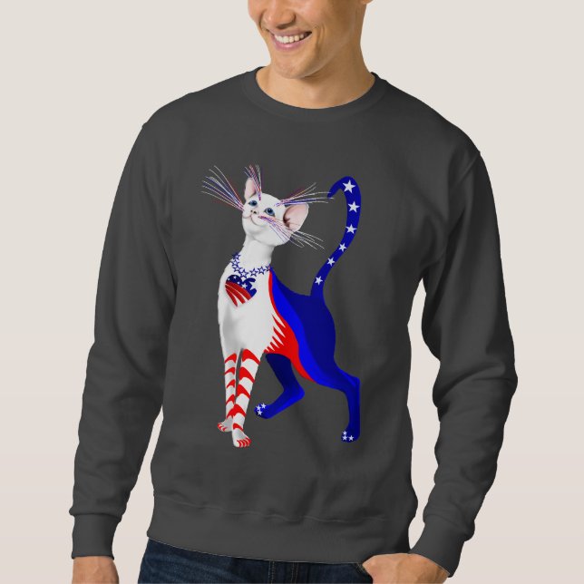Ein alles amerikanisches Katzen-Shirt Sweatshirt (Vorderseite)
