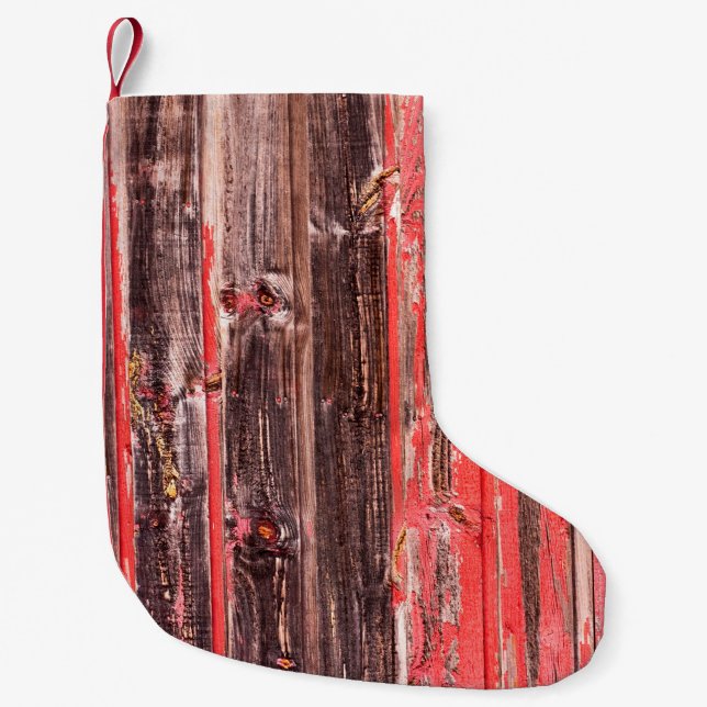 Ein alter abgenutzter Stall oder antiker Holzzaun  Kleiner Weihnachtsstrumpf (Vorderseite)