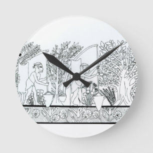 Ein alter ägyptischer Garten (Stich) (b/w Foto) Runde Wanduhr