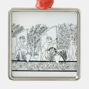 Ein alter ägyptischer Garten (Stich) (b/w Foto) Silbernes Ornament