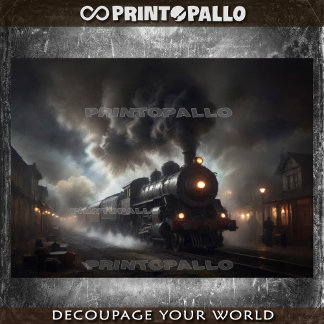 Ein alter Dampfzug aus dem 19. Jahrhundert in der Seidenpapier