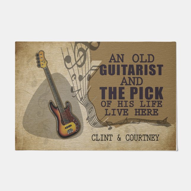 Ein alter Gitarrist und sein Leben leben hier Fußmatte (Vorderseite)