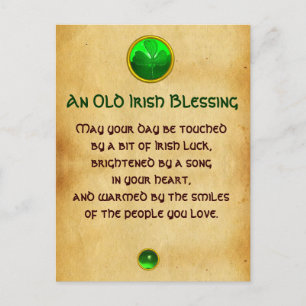 Ein alter irischer Segen für Luckparchment Postkarte