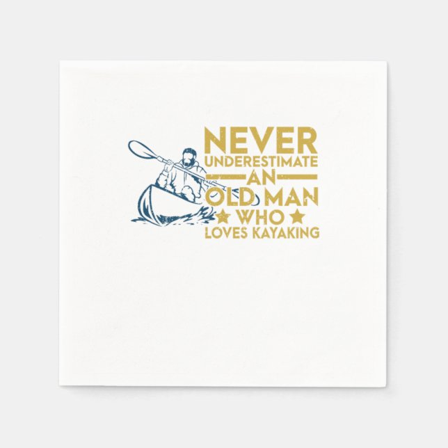 Ein alter Mann, der Lieben zum Kajakfahren hat, ni Serviette (Vorderseite)
