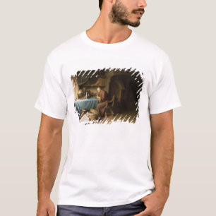 Ein alter Mann, der sein Rohr in einer Studie T-Shirt