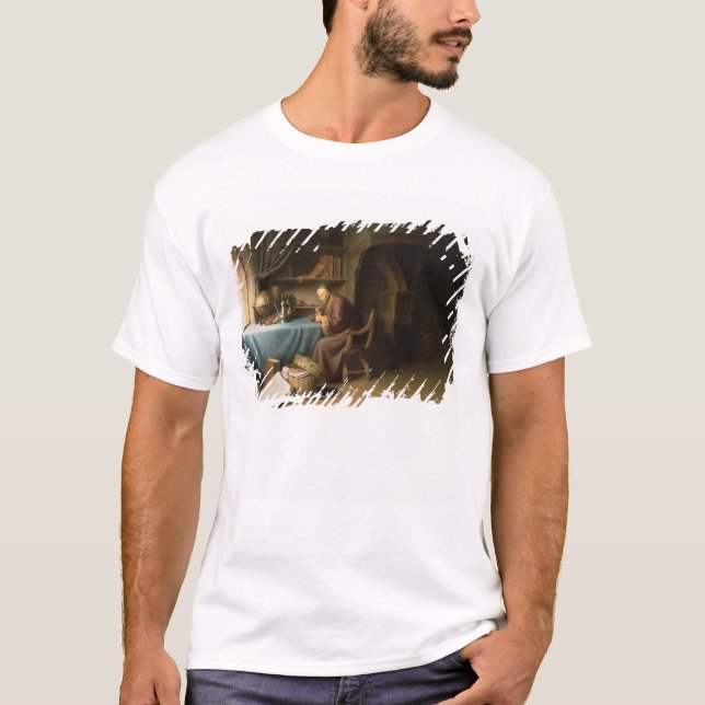 Ein alter Mann, der sein Rohr in einer Studie T-Shirt (Vorderseite)