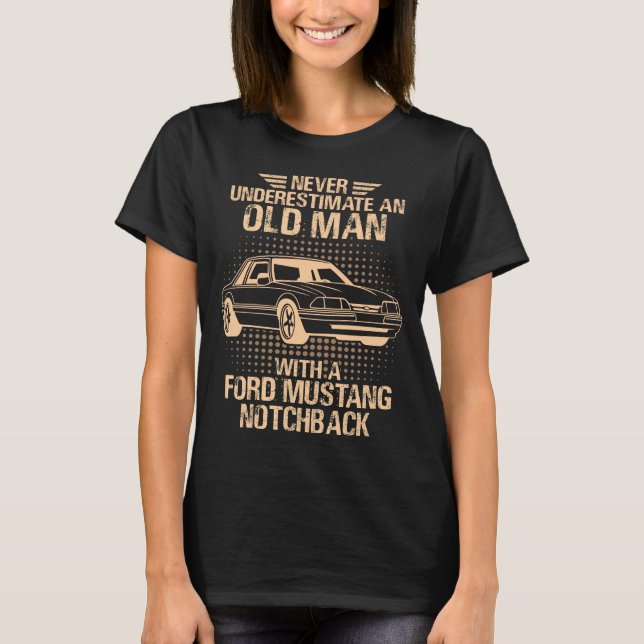 Ein alter Mann Ford Mustang 1989 Notchback T-Shirt (Vorderseite)