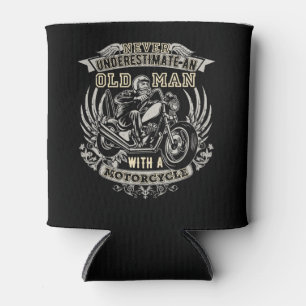 Ein alter Mann mit einem Motorrad nie unterschätze Dosenkühler