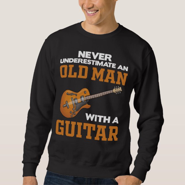 Ein alter Mann mit schwarzer Gitarre Sweatshirt (Vorderseite)