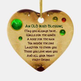 Ein altes irisches Segen für ein Luckherz-Pergamen Keramik Ornament