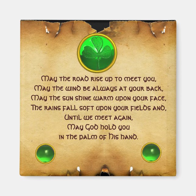 Ein altes irisches Segen-Pergament Magnet (Vorne)