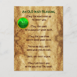 Ein altes irisches Segen-Pergament Postkarte