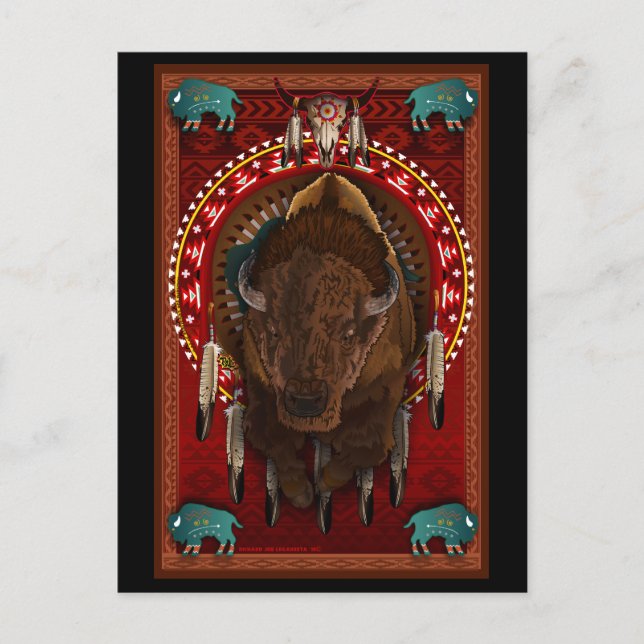 Ein amerikanischer Buffalo-Designprint Postkarte (Vorderseite)