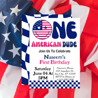 Ein amerikanischer Typ 4. Juli Junge 1. Geburtstag Einladung