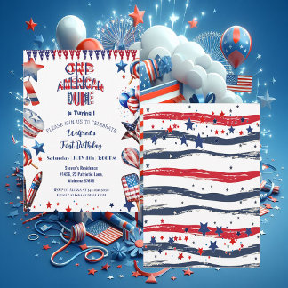 Ein amerikanischer Typ 4. Juli Red White Blue Gebu Einladung