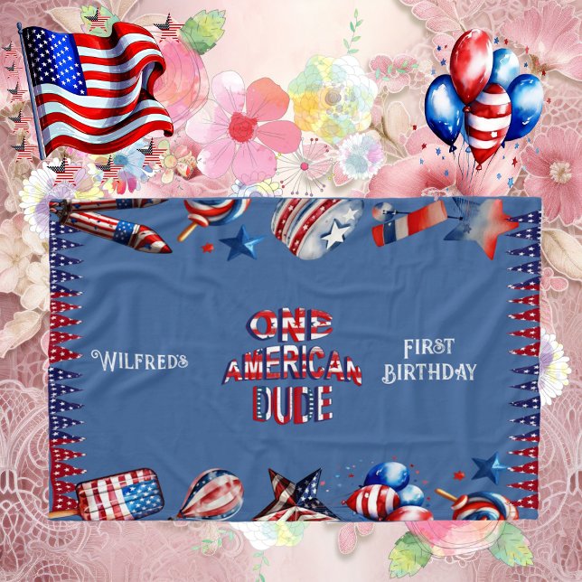Ein amerikanischer Typ 4. Juli Red White Blue Gebu Fleecedecke (One American Dude 4 July Red White Blue Birthday Fleece Blanket)
