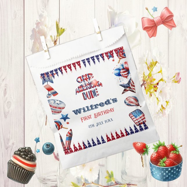 Ein amerikanischer Typ 4. Juli Red White Blue Gebu Geschenktütchen (One American Dude 4th July Red White Blue Birthday Favor Bag)