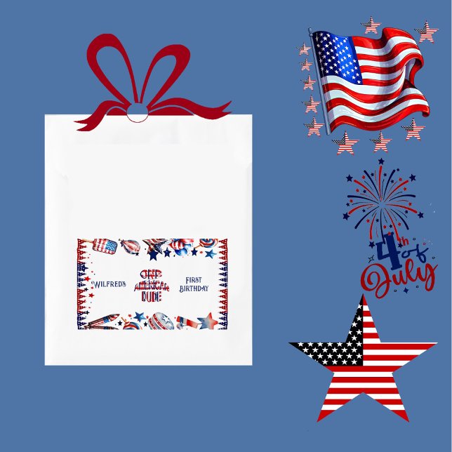 Ein amerikanischer Typ 4. Juli Red White Blue Gebu Rechteckiger Aufkleber (One American Dude 4 July Red White Blue Birthday Rectangular Sticker)