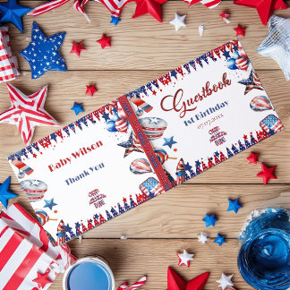 Ein amerikanischer Typ 4. Juli Rot Weiß Blau Gebur Gästebuch