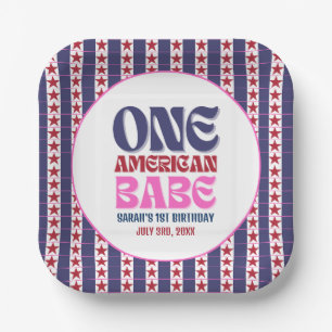 Ein amerikanisches Babe 4. Juli 1. Geburtstag Pappteller