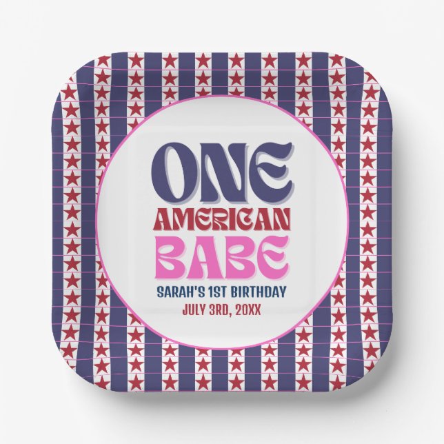 Ein amerikanisches Babe 4. Juli 1. Geburtstag Pappteller (Vorderseite)