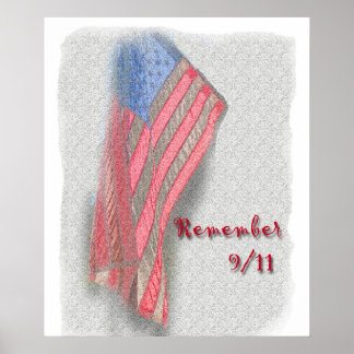 Ein amerikanisches Flag-Poster mit "Remember 9/11" Poster