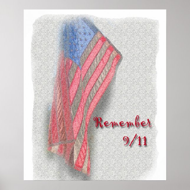 Ein amerikanisches Flag-Poster mit "Remember 9/11" Poster (Vorne)