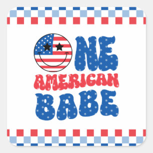 Ein amerikanisches Mädchen 4. Juli 1. Geburtstag Quadratischer Aufkleber