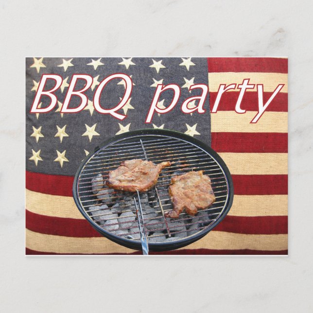 Ein amerikanisches Party der GRILLEN Einladungspostkarte (Vorderseite)